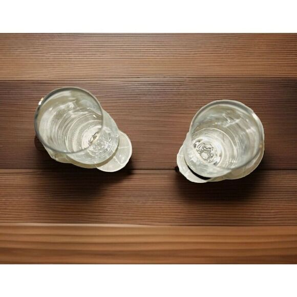 Silver Rimmed Crystal Champagne Flutes Set Of 2 - Picture 2 of 5